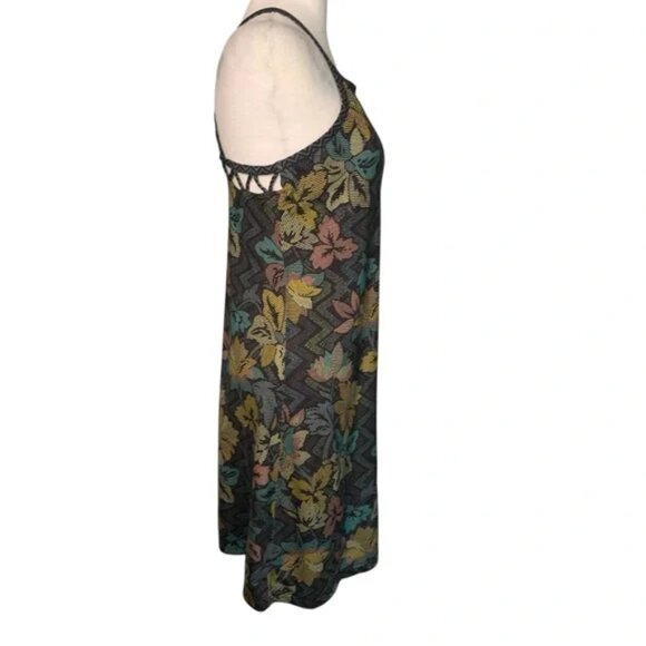 Prana Floral Halter Lattice Back Halter Style Built-In Bra Dress Like NEW! - Picture 8 of 8